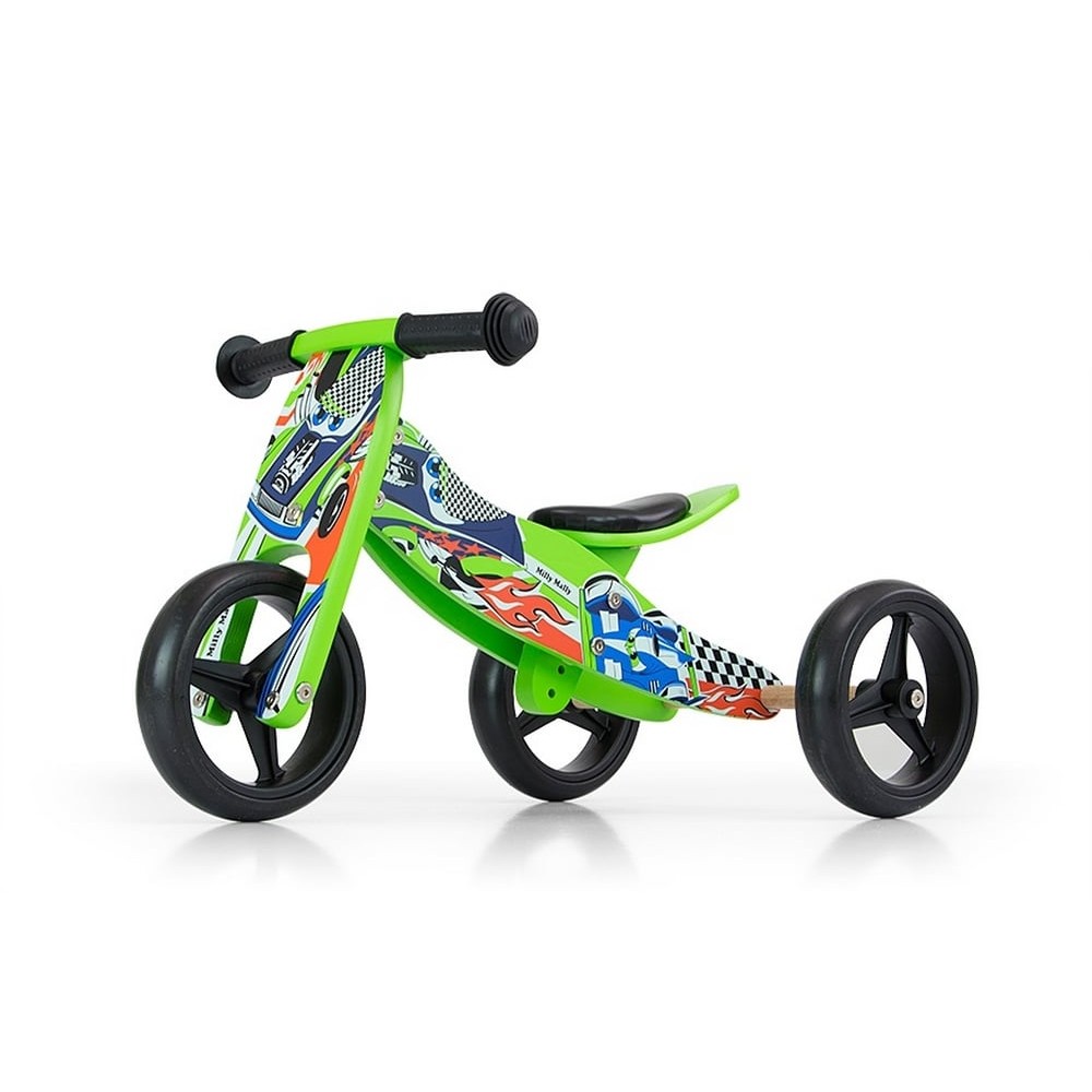 Tricycle et draisienne 2 en 1 évolutif en bois pour bébé - Rapido vert