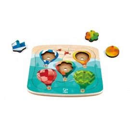 Puzzle 11 pièces en bois pour enfant - Vol en montgolfière