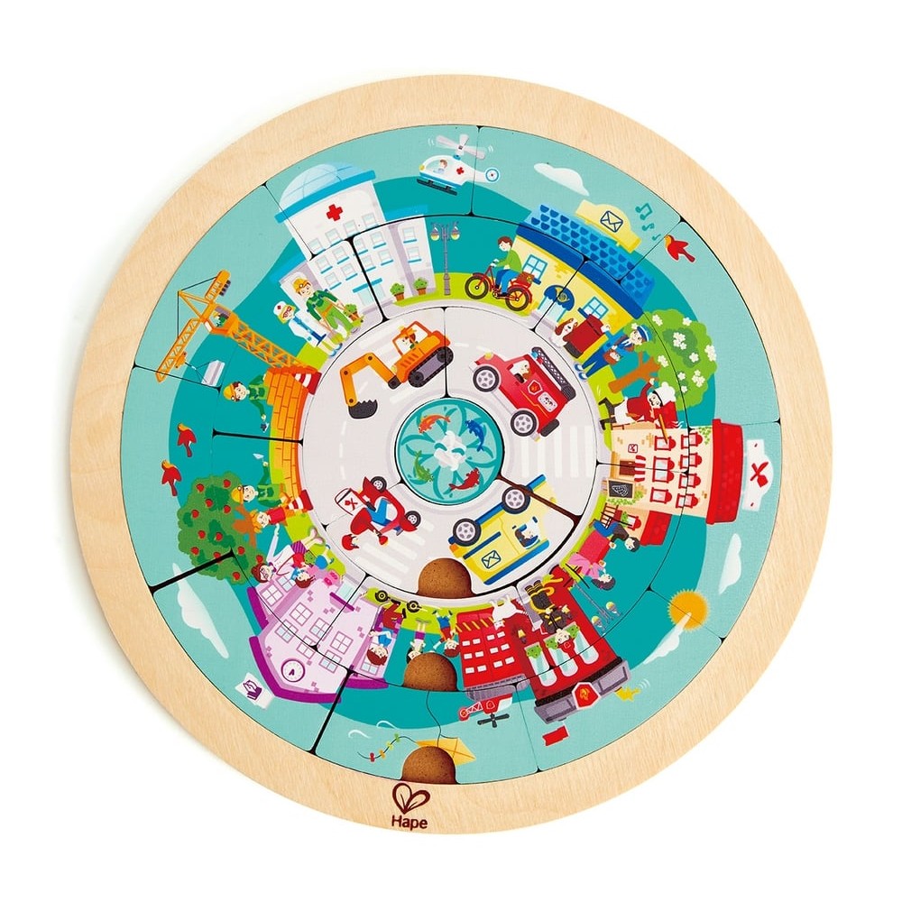 Puzzle 19 pièces en bois pour enfant - La ronde des métiers