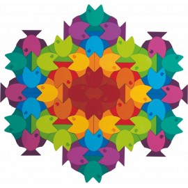 Puzzle 48 pièces en bois pour enfant - Mandala aquatique