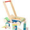 Chariot de marche avec blocs de construction en bois pour bébé