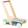 Chariot de marche avec blocs de construction en bois pour bébé