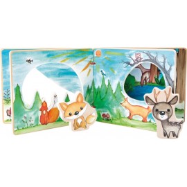Livre d'éveil en bois pour bébé - Mes amis de la forêt