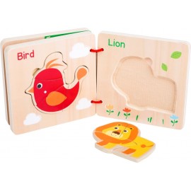 Livre d'éveil et puzzle en bois - Animaux de la jungle