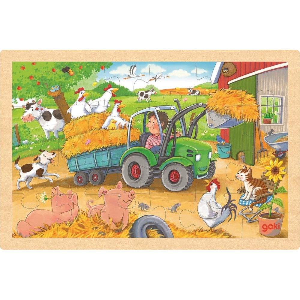 Puzzle 24 pièces en bois pour enfant - À la ferme