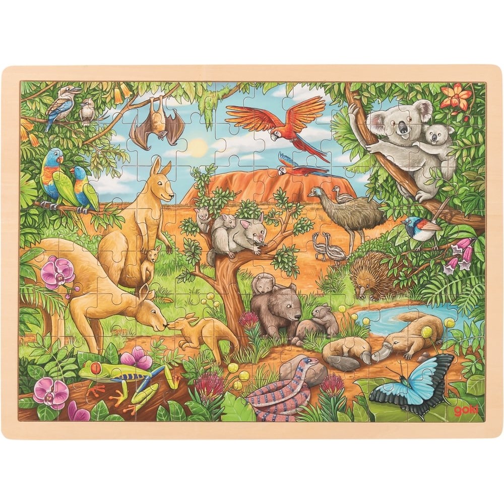 Puzzle 96 pièces en bois pour enfant - Voyage en Australie