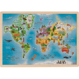 Puzzle 192 pièces en bois pour enfant - Carte du monde