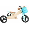 Tricycle et draisienne 2 en 1 en bois - Petite balade bleu turquoise