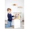 Boîte à outils en bois tendance scandinave pour enfant couleurs gris-jaune