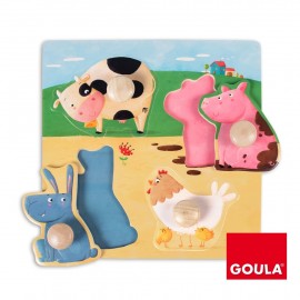 Puzzle en bois 4 pièces - Compagnons de basse-cour