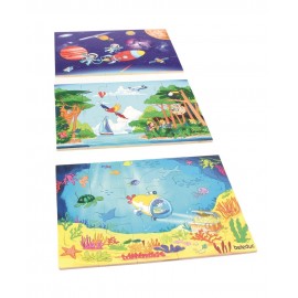 Puzzle 45 pièces en bois pour enfant - Des profondeurs marines au cosmos