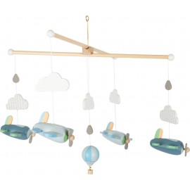 Mobile en bois pour bébé - La tête dans les nuages