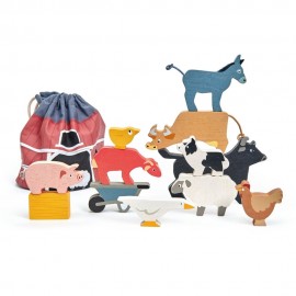 Mes petits animaux de la ferme empilables en bois pour enfant