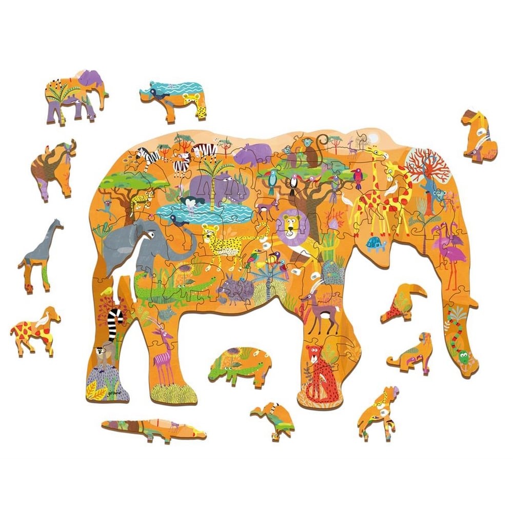 Puzzle 48 pièces en bois pour enfant - Éléphant
