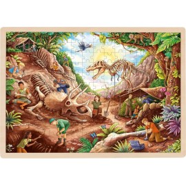 Puzzle 192 pièces en bois pour enfant - Sur les traces des dinosaures