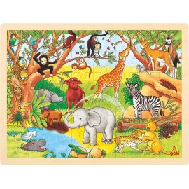 Puzzle 48 pièces en bois pour enfant - Animaux d'Afrique