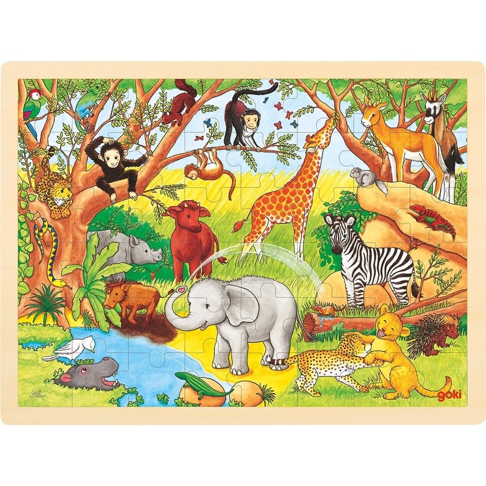 Puzzle 48 pièces en bois pour enfant - Animaux d'Afrique