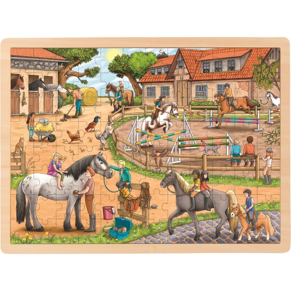 Puzzle 96 pièces en bois pour enfant - Centre équestre