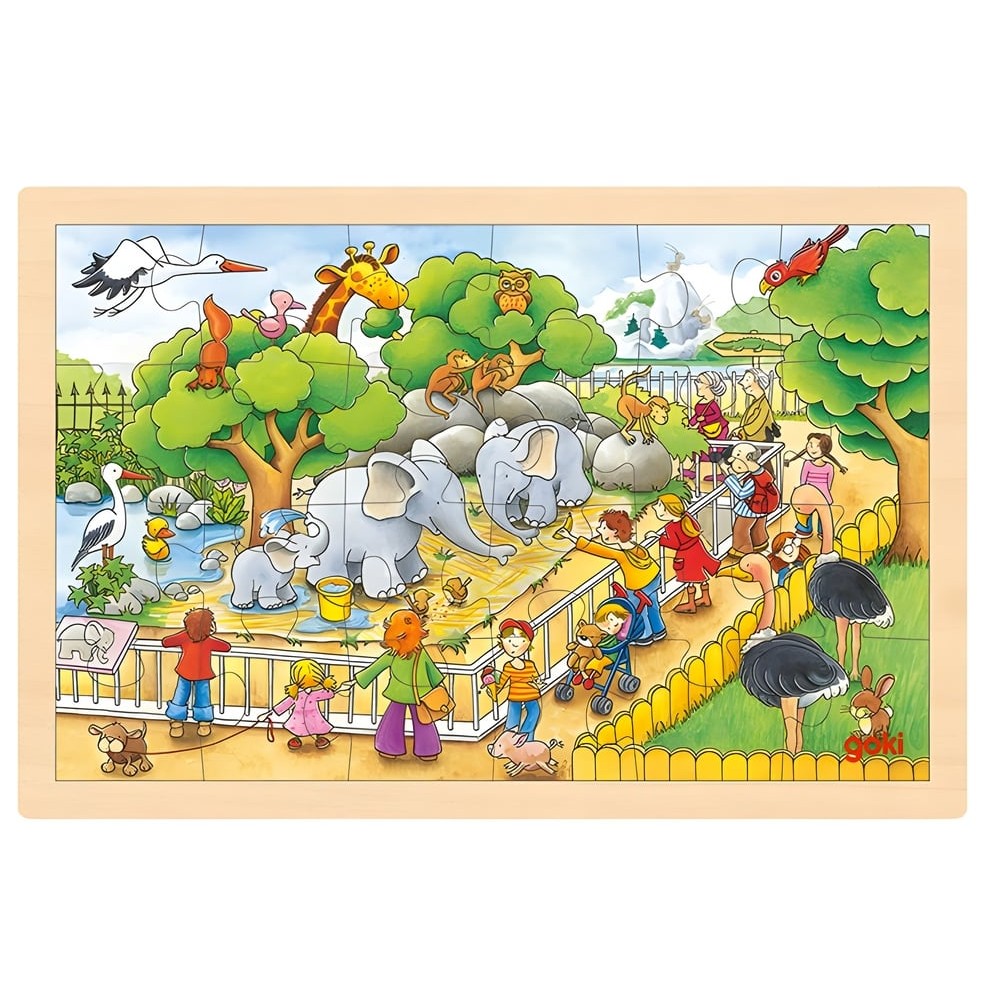 Puzzle 24 pièces en bois pour enfant - Visite au jardin zoologique
