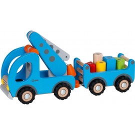 Camion plateau grue en bois pour enfant