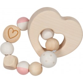 Hochet en bois pour bébé - Un cœur pour mon petit cœur