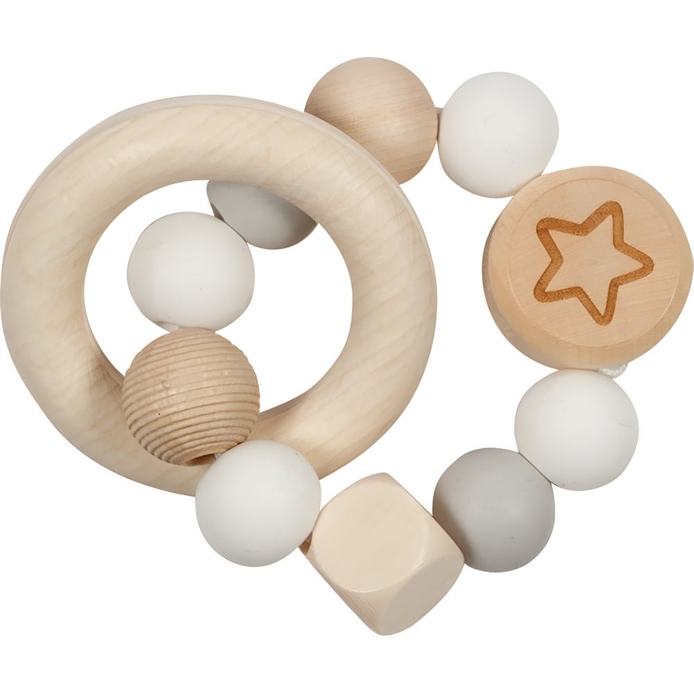 Hochet flexible en bois pour bébé - Étoile filante