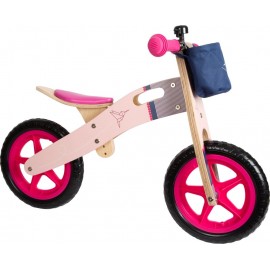 Draisienne évolutive en bois pour enfant - En route pour l'aventure rose