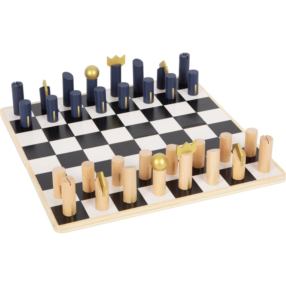 Jeux d'échecs, de dames et Backgammon 3 en 1 doré en bois pour enfant