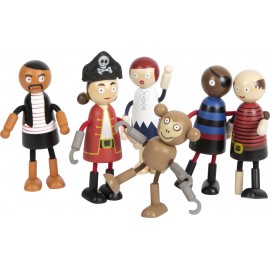 Ensemble figurines en bois - Bande de pirates