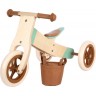 Tricycle et draisienne 2 en 1 en bois pour enfant - Pistache caramel